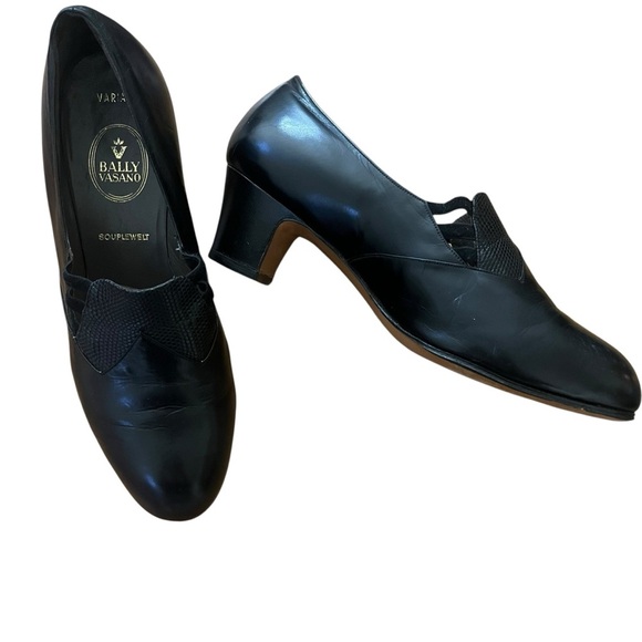 Bally Vasano Swiss Luxury Fashion Vintage Leather Slip On Loafer Pump Heels SZ 9 - Picture 2 of 12